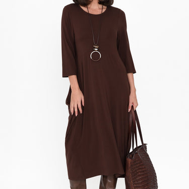 Glenda Chocolate Sleeved Crescent Dress