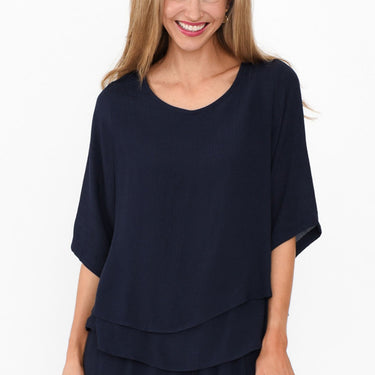 Liora Navy Layered Top