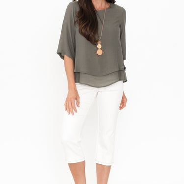 Liora Khaki Layered Top