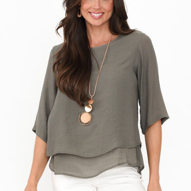 Liora Khaki Layered Top