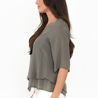 Liora Khaki Layered Top