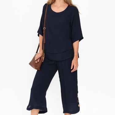 Liora Navy Layered Top