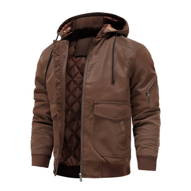 Washington Leather Hooded Jacket