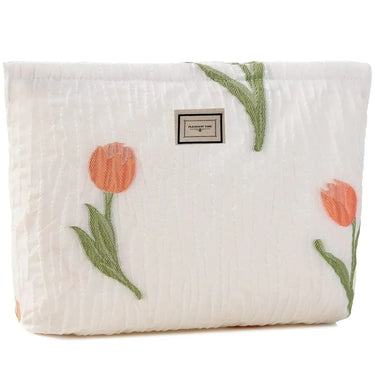 Nataly | Tulip Flowers Quilted Canvas Cosmetic Makeup Bag