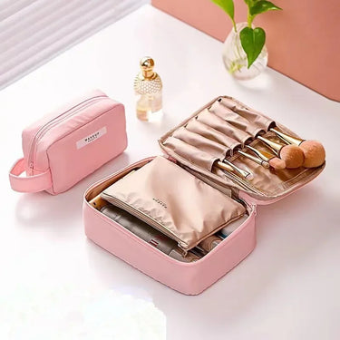 Spacious waterproof makeup and toiletry organizer with travel design