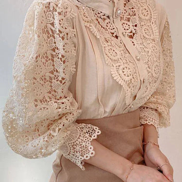 Margarett | Elegant Floral Lace Turtleneck Shirt