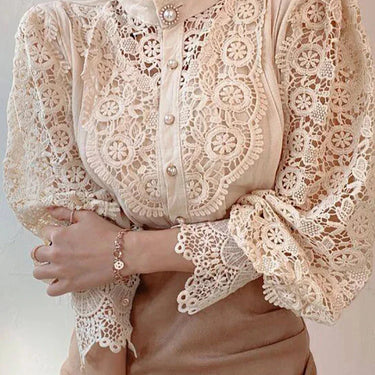 Margarett | Elegant Floral Lace Turtleneck Shirt