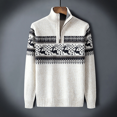 Nordic Reindeer Quarter-Zip Sweater