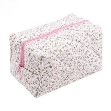 Anika | Cotton Floral Quilted Makeup Cosmetic Pouch