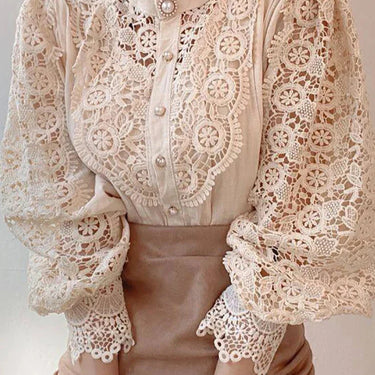 Margarett | Elegant Floral Lace Turtleneck Shirt