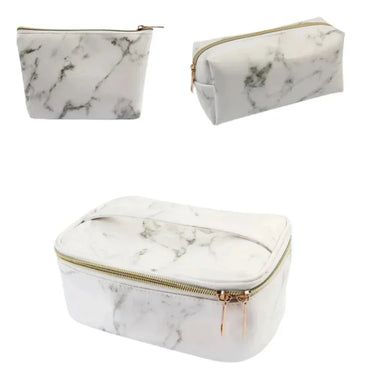 Lilyana | Marble Elegance 3-in-1 Cosmetic Makeup Travel Bag Set