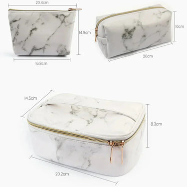 Lilyana | Marble Elegance 3-in-1 Cosmetic Makeup Travel Bag Set