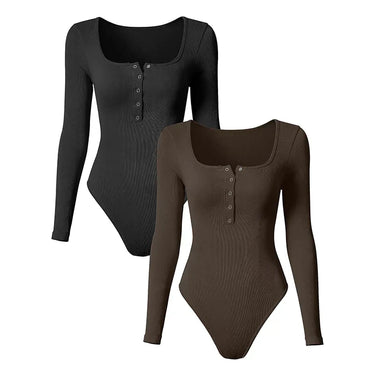 OLIVE | Stylish Ribbed Long Sleeve Bodysuit