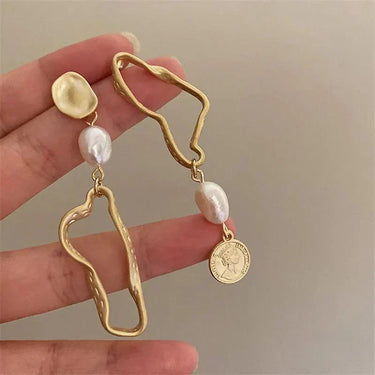 EVERLY | Unique Gold Accent Pearl Earrings