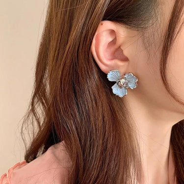 AYNA | Stylish Flower Stud Earrings in Soft Blue