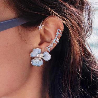 AYNA | Stylish Flower Stud Earrings in Soft Blue