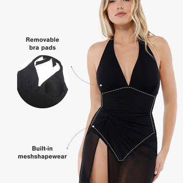 Shapewear Halter Tummy Control Swimsuit And Cover-Up Set