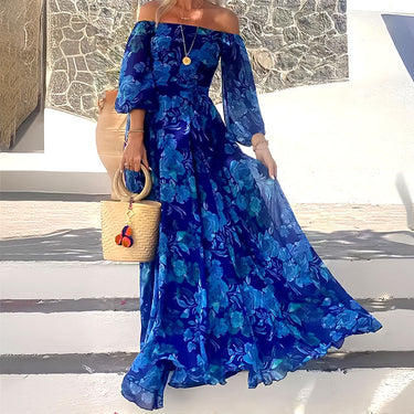 Elegant Strapless Long Dress with Flowing Floral Prints