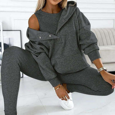 Women's 3-Piece Set – Hoodie, Slim Vest, and Pants