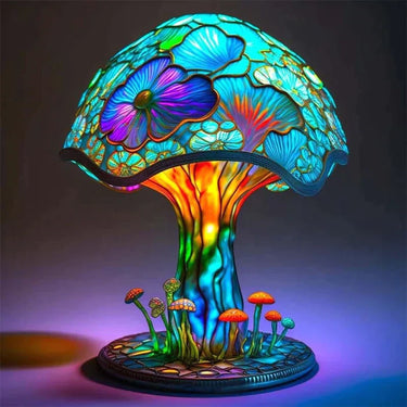 AuraLume | Stained Fantasy Glass Mushroom Lamp