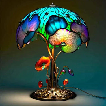 AuraLume | Stained Fantasy Glass Mushroom Lamp